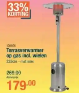 Cevo Terrasverwarmer op gas incl. wielen aanbieding