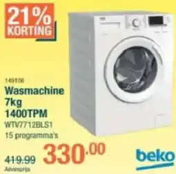 Cevo Beko Wasmachine 1400TPM WTV7712BLS1 aanbieding