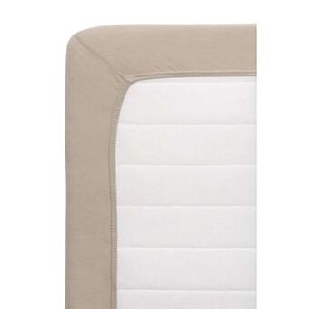 Leen Bakker Hoeslaken Jersey - taupe - 90x200 cm - Leen Bakker aanbieding