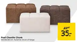 Xenos Poef Chenille Chunk aanbieding