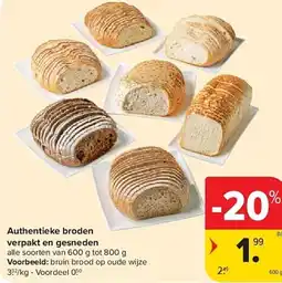 Carrefour Authentieke broden verpakt en gesneden aanbieding