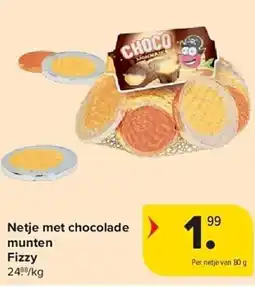Carrefour Fizzy Netje met chocolade munten aanbieding