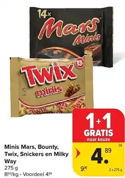 Carrefour Minis Mars, Bounty, Twix, Snickers en Milky Way aanbieding