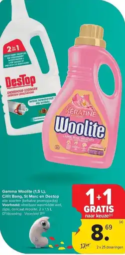 Carrefour Gamma Woolite , Cillit Bang, St Marc en DesTop aanbieding