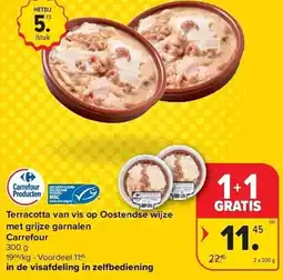 Carrefour Terracotta van vis op Oostendse wijze met grijze garnalen aanbieding