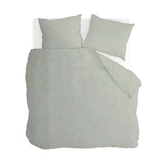 Leen Bakker Walra dekbedovertrek Basic though - groen - 240x200/220 cm - Leen Bakker aanbieding