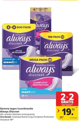 Carrefour Gamma tegen incontinentie Always Discreet aanbieding