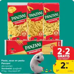 Carrefour Pasta, saus en pesto Panzani aanbieding