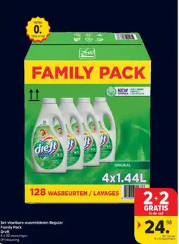 Carrefour Set vloeibare wasmiddelen Regular Family Pack Dreft aanbieding