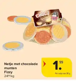 Carrefour Netje met chocolade munten Fizzy aanbieding