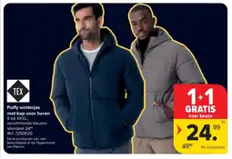 Carrefour Puffy winterjas met kap voor heren aanbieding