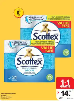 Carrefour Bedrukt toiletpapier Scottex aanbieding