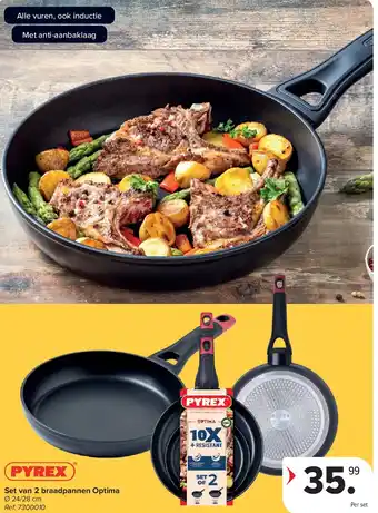 Carrefour Set van 2 braadpannen Optima aanbieding