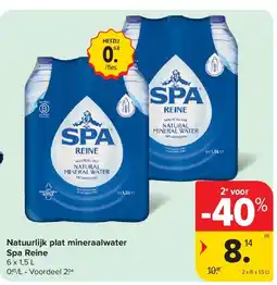 Carrefour Natuurlijk plat mineraalwater Spa Reine aanbieding