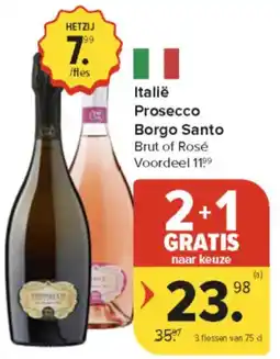 Carrefour Market Italië Prosecco Borgo Santo Brut of Rosé aanbieding
