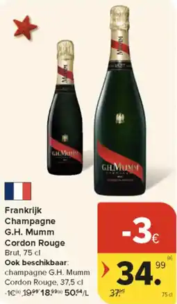 Carrefour Market Frankrijk Champagne G.H. Mumm Cordon Rouge Brut aanbieding