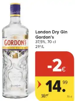 Carrefour Market London Dry Gin Gordon's 37,5% aanbieding
