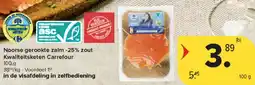 Carrefour Market Noorse gerookte zalm -25% zout Kwaliteitsketen Carrefour aanbieding