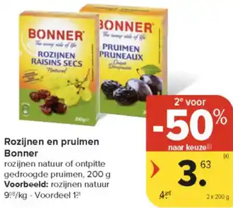 Carrefour Market Rozijnen en pruimen Bonner aanbieding