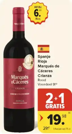 Carrefour Market Spanje Rioja Marqués de Cáceres Crianza aanbieding