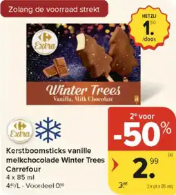 Carrefour Market Kerstboomsticks vanille melkchocolade Winter Trees Carrefour aanbieding