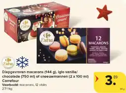 Carrefour Market Diepgevroren Macarons, Iglo Vanille / Chocolade of Sneeuwmannen Carrefour aanbieding