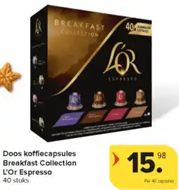 Carrefour Market Doos koffiecapsules Breakfast Collection L'Or Espresso aanbieding
