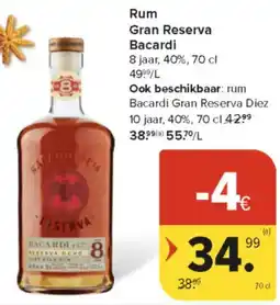 Carrefour Market Rum Gran Reserva Bacardi aanbieding