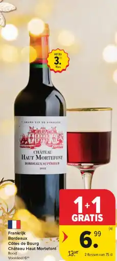 Carrefour Market Frankrijk Bordeaux Côtes de Bourg Château Haut Mortefont Rood aanbieding