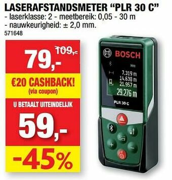Hubo Bosch laserafstandsmeter plr 30 c aanbieding