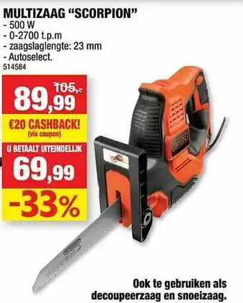 Hubo Black + decker multizaag scorpion aanbieding