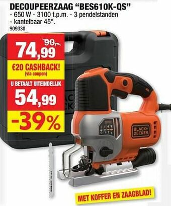 Hubo Black + decker decoupeerzaag bes610k-qs aanbieding