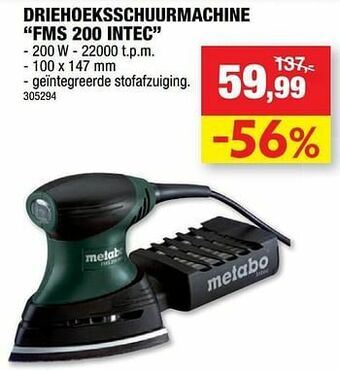 Hubo Metabo driehoeksschuurmachine fms 200 intec aanbieding