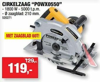 Hubo Powerplus cirkelzaag powx0550 aanbieding