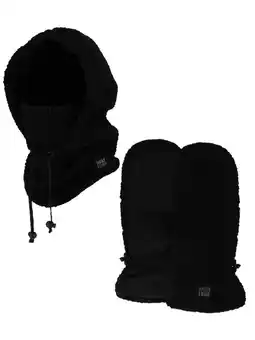 Decathlon Dames Winter Thermo Set - Balaclava + Wanten - Teddy - Zwart aanbieding