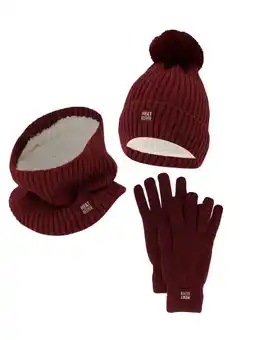 Decathlon Dames Winter Thermo Set - Muts + Handschoenen + Nekwarmer -Burgundy aanbieding