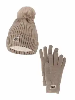 Decathlon Dames Winter Thermo Set - Muts + Handschoenen - Beige aanbieding
