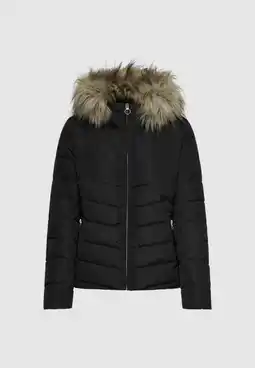 Decathlon Donsjas ONLELLAN QUILTED HOOD CC OTW DAMES Zwart aanbieding