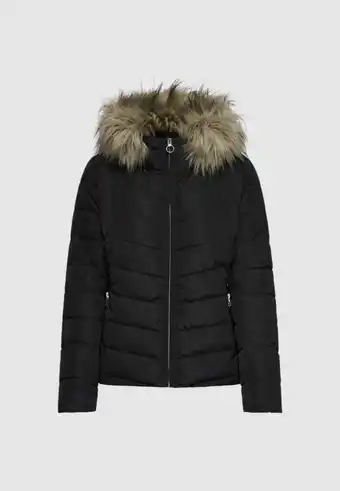 Decathlon Donsjas ONLELLAN QUILTED HOOD CC OTW DAMES Zwart aanbieding