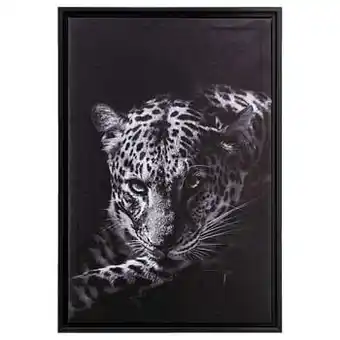 Leen Bakker Schilderij Luipaard - zwart - 64x44x4 cm - Leen Bakker aanbieding