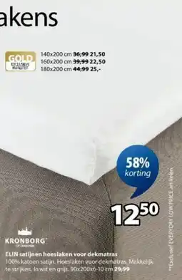 Jysk Elin Satijnen Hoeslaken voor Dekmatras aanbieding