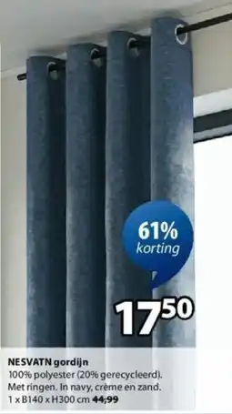 Jysk Nesvatn Gordijn aanbieding