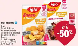 Delhaize Iglo Plat préparé Snack & Share Fish ou Chicken aanbieding