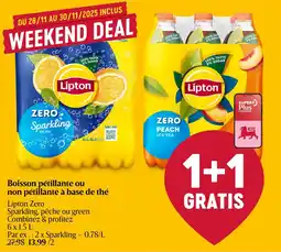 Delhaize Lipton Zero Boisson pétillante ou non pétillante à base de thé aanbieding