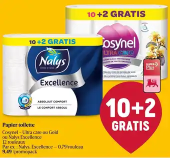 Delhaize Cosynel Ultra care ou Gold ou Nalys Excellence Papier toilette aanbieding