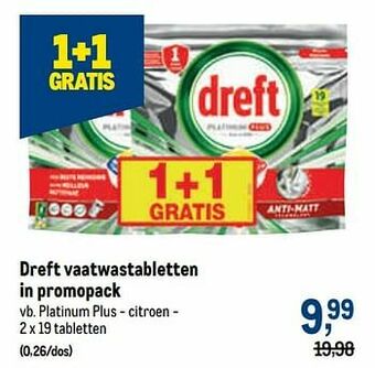 Makro Dreft vaatwastabletten platinum plus - citroen aanbieding