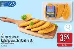 ALDI Golden seafood kabeljauwschnitzel aanbieding