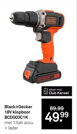 Karwei Black+Decker 18V klopboor BCD003C1K aanbieding
