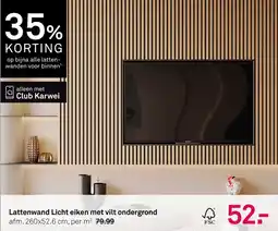 Karwei Lattenwand Licht eiken met vilt ondergrond aanbieding
