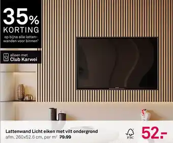 Karwei Lattenwand Licht eiken met vilt ondergrond aanbieding